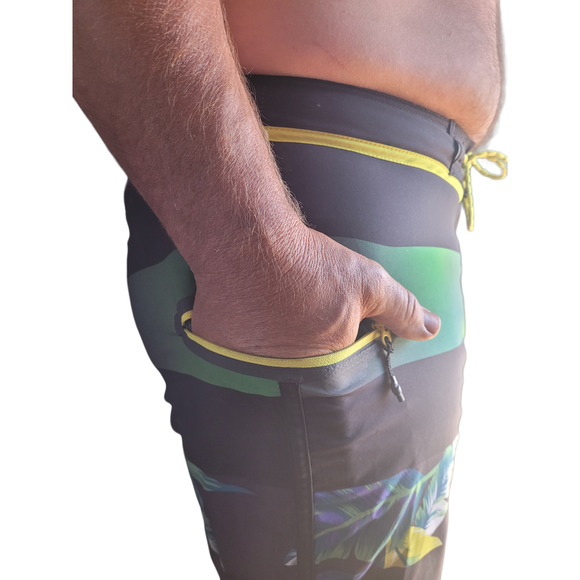 Quiksilver AG47 Men Board Shorts Swim Trunk Large Tropical Stripe DryFlight Surf - Picture 3 of 10